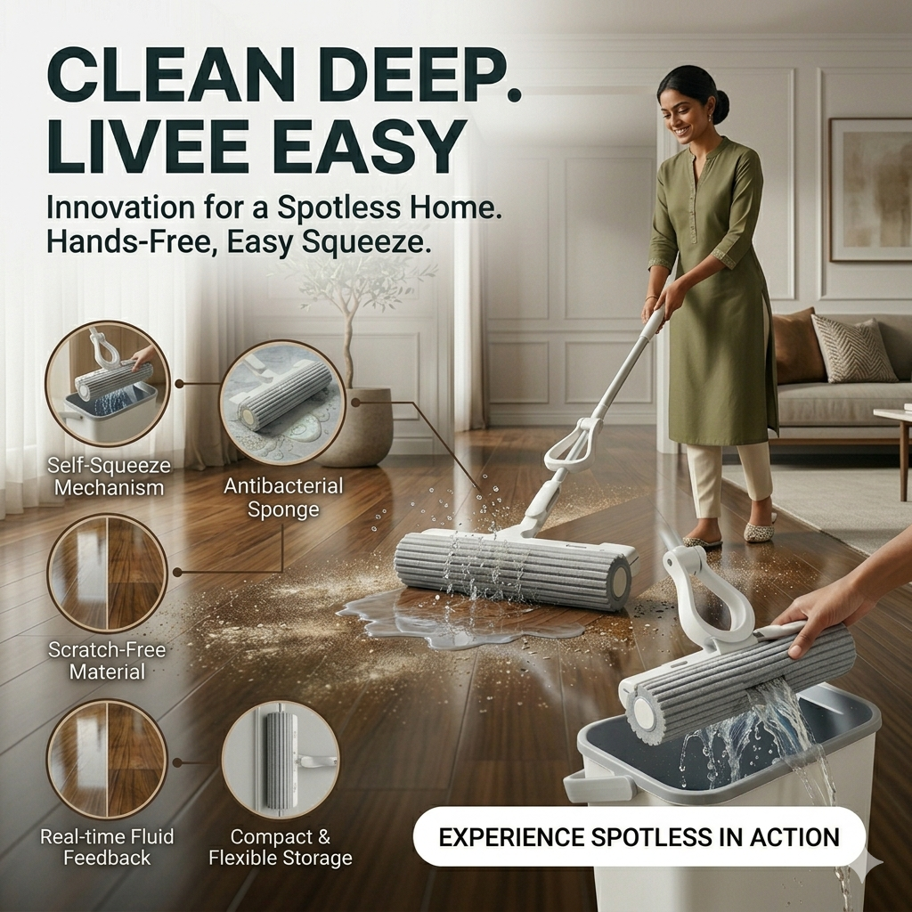 Multi-Purpose Foldable Floor Cleaning Squeeze Mop Wiper