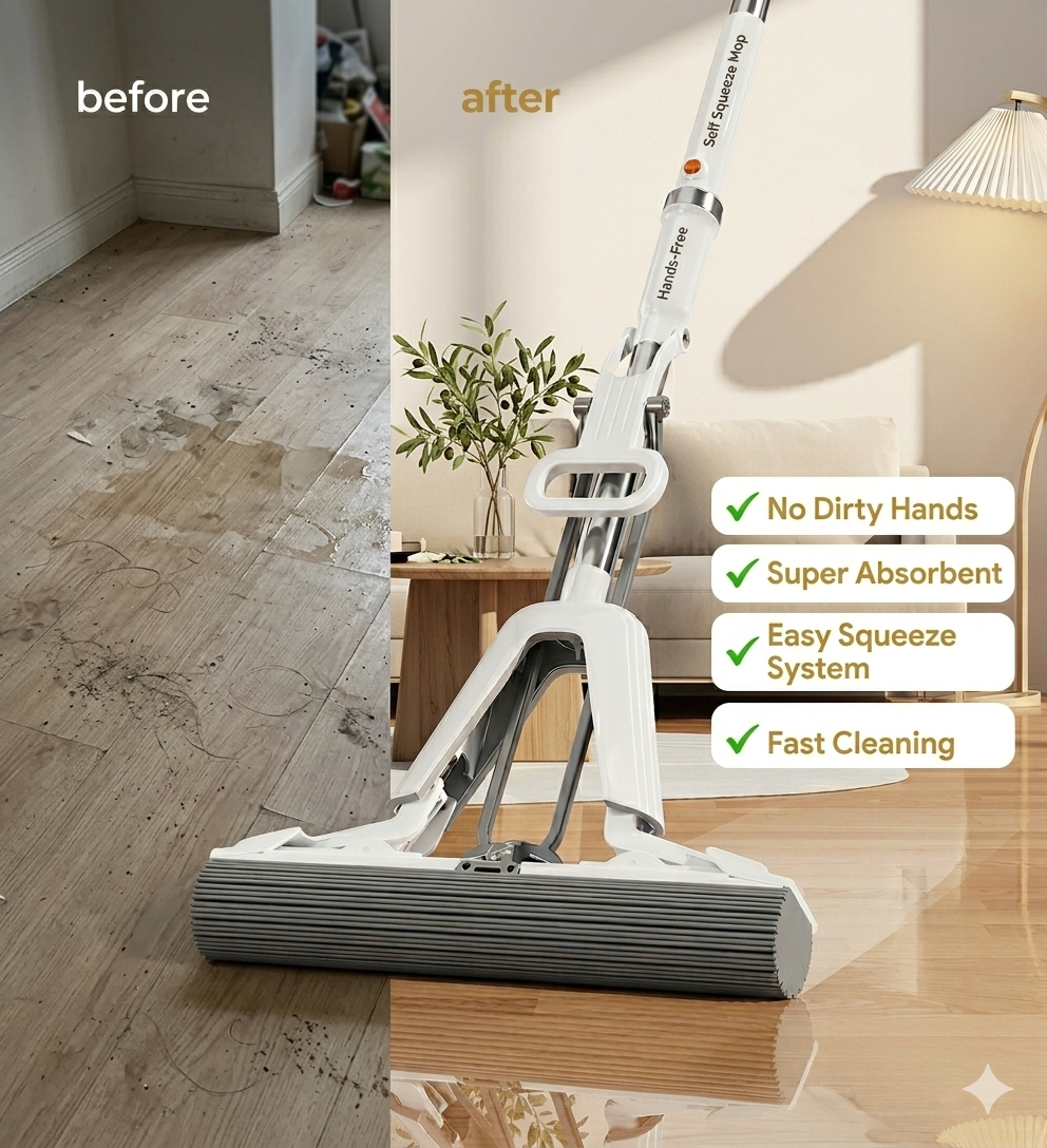 Multi-Purpose Foldable Floor Cleaning Squeeze Mop Wiper